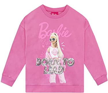 Barbie Mädchen Pailletten Sweatshirt langärmelige Pullover für Kinder Rosa 128