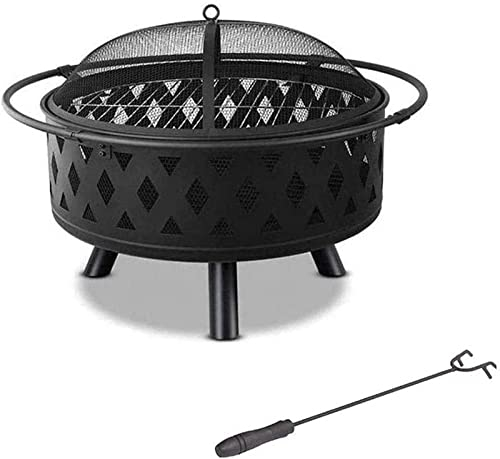 Garten-Feuerstelle, Grillschale, Grillgestell, Feuerstellen im Freien, Feuerschale mit Griffen, abnehmbarer Metall-Feuerkorb mit Feuergabel, multifunktionale Feuerstelle für den Patio-Garten zum