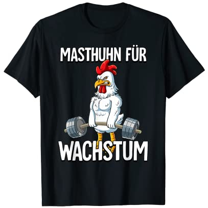 Kraftsport Geschenk Masthuhn Für Wachstum Bodybuilding Fitness Gym T-Shirt Schwarz Klein EU M