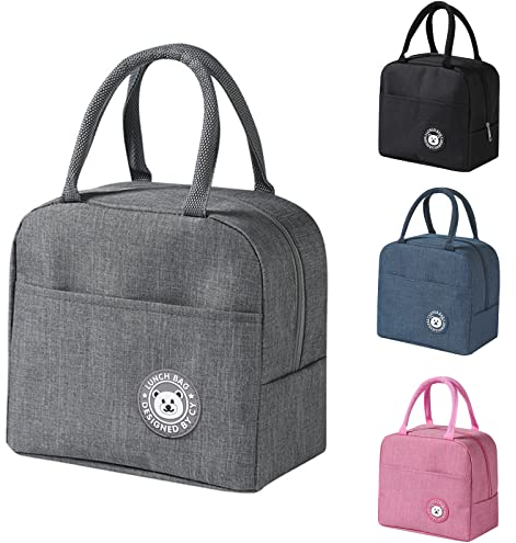 Ruccy Borsa Termica Porta Pranzo Piccola, 5L Borsa Frigo Piccole Pranzo Ufficio, Borsetta Termica Piccola Lunch Bag per Lavoro, Scuola,Viaggi, Campeggio, Picni (Grigio)