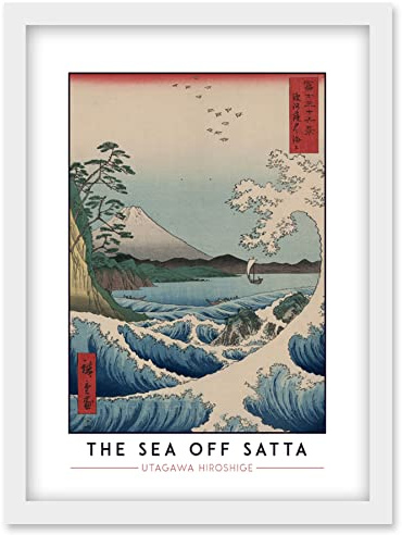 Wee Blue Coo Utagawa Hiroshige The Sea Off Satta Painting Artwork Framed Wall Art Print A4