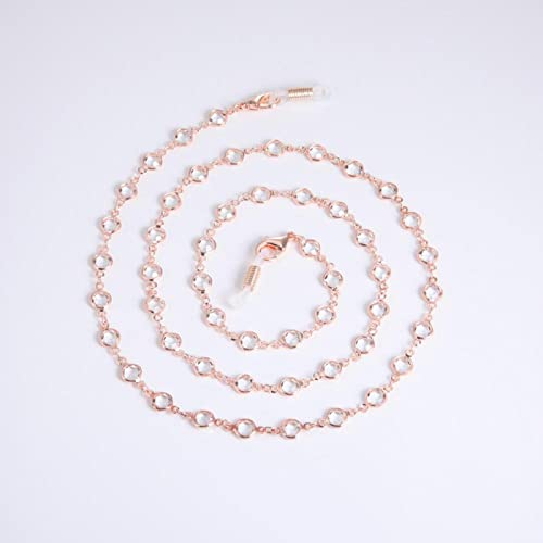 Brillenkette Perlenkette Für Sonnenbrillen Lanyard Damenmode Brillenketten Halshalter Brillenzubehör Seil Geschenk Klar-Roségold