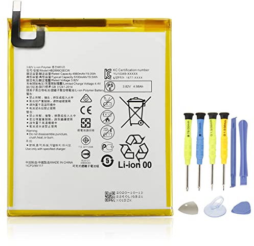 K KYUER HB2899C0ECW Tablet Battery compatible with Huawei MediaPad M3 M5 8.4 & Huawei MediaPad T5 10.1 BTV-DL09 BTV-W09 SHT-AL09 SHT-W09 AGS2-W09 AGS2-W19 AGS2-L03 AGS2-L09 Laptop Battery with Tools