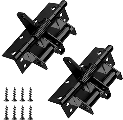 Lxoraziy 2 PCS 4 Self Closing Door Hinges, Iron Fireproof Inner Door Hinge, Heavy Duty Automatic Close Adjustable Tension Spring Hinges with Screw, for Residential