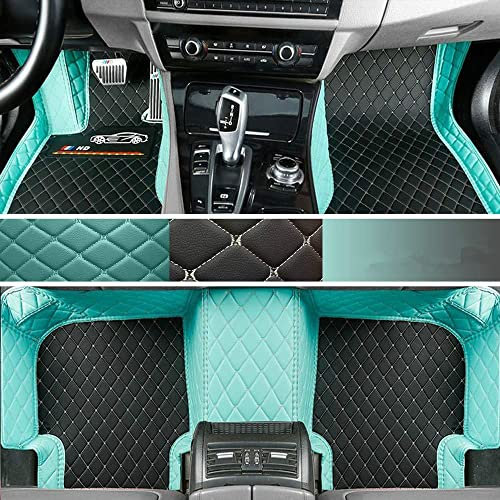 77YLMT77 Nach Maß Auto FußMatten für 99% BMW X1 U11,F48,E84,X2 F39,X3 F97,G01,F25,E83,X4 F98,G02,F26,X5 F95,G05,F15,F85,E70,E53,X6 F96,G06,F16,F86,E71,E72,X7 G07,XM G09 (Hellblau+Schwarz Beige)