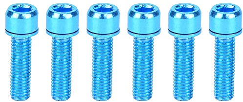 Boulon de Support de Vélo, 6 Pièces M5 Vis M5x25mm en Alliage de Titane Boulon de Support de Bouteille de Vélo Boulon de Support de Stockage de Vélo Accessoire de Vélo (Bleu)