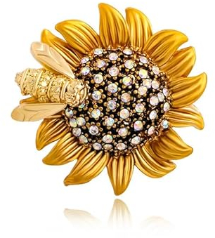 Broche en forme d'abeille en forme de tournesol en cristal - Souvenirs - Décoration de cadeau - Bijoux pour femmes et filles, standard, Métal