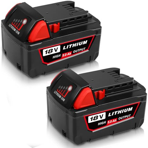 2Packs Replacement 5.0Ah for Milwaukee M18 Battery for Milwaukee 18V Battery 48-11-1820 48-11-1852 48-11-1822 48-11-1840 48-11-1850 48-11-1828 48-11-1815 for Milwaukee Battery M18B