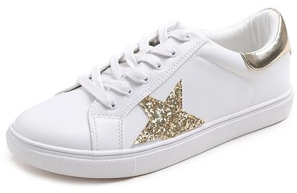 Feversole Women's Featured PU Leather Lace-Up Sneaker,Stella Sneakers Stringate in Pelle PU da Donna