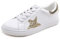 Feversole Women's Featured PU Leather Lace-Up Sneaker,Damen Sneaker Atmungsaktiv Turnschuhe Leicht Laufschuhe Sportschuhe Freizeitschuhe Klassisch Weißer Glitzer Gold Stern EU38.5
