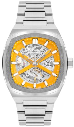 LEE COOPER Herren Automatik, 42x49 mm, Silver Silver Yellow