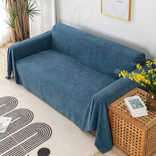 Ayoiow Sofaüberwürfe Wasserdicht Sofahusse Blau 1 Sitzer Sofabezug Polyester Einfarbig