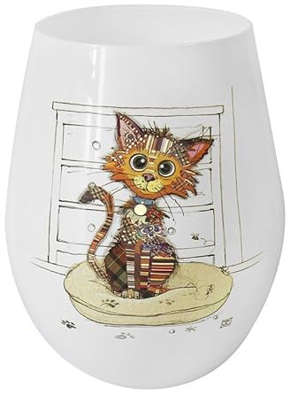 Lesser & Pavey Ceramic Stemless Cup Tumbler | Lovely Wine Tumbler Gifts for Women & Men | Kimba Kitten Drawing Drinkware Microwaveable Mug - Bug Art