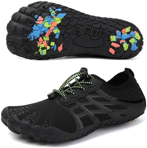 ziitop Barfußschuhe Herren Wasserschuhe Damen Barfußschuhe Damen Wasserschuhe Herren Aquaschuhe Strandschuhe Schnell Trocknen Surfschuhe Schwimmschuhe für Beach Pool Surfen Yoga(Schwarz1 40EU)
