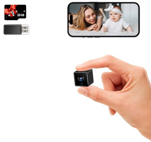 UCOCARE Mini Spy Camera WiFi [32GB Memory Card Included], 4MP Indoor Camera with Phone APP, Motion Detection, Night Vision, Remote Access Live Video from the APP, Family Sharing