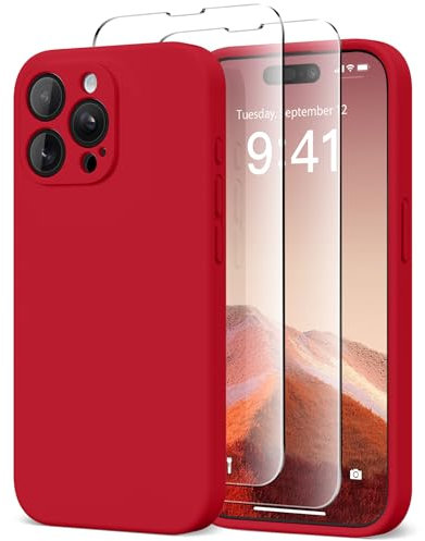 SuydanBox Magnetic for iPhone 14 Pro Case, Compatible with MagSafe, [Full Camera Protection][Screen Protector] Silicone Shockproof Protective Phone Case for iPhone 14 Pro 6.1, Deep Red