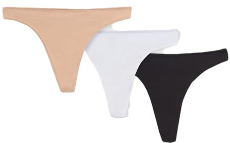 Dagi Damen Basic Cotton Thong Briefs - Baumwolle Unterwäsche Damen, Damen Slip, Damen Slips, Mehrpack, Nahtlose, Farbvoll, Elasthan, Unterhosen Damen Baumwolle, Unterwäsche Frauen Set