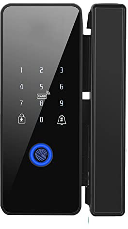 Frefgikty - Cerradura Inteligente para Puerta de Cristal, Biométrica, Negro, Estilo 1