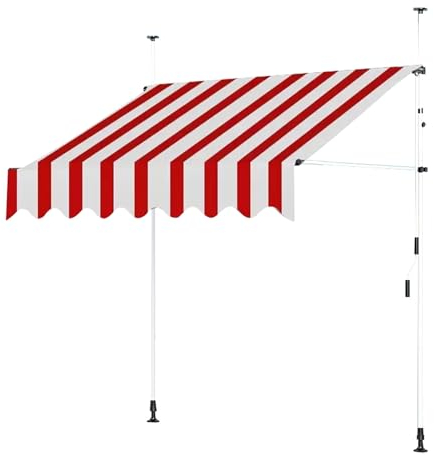 WRYsqbhjyb Markise Balkon, Seitenmarkise Ausziehbar, Abdeckung, Sonnenschutz, Außenüberdachung mit Kurbel für Innenhof, Balkon, Geschäft, Restaurant, Café, Deck(Color:Red Stripe,Size:118in)