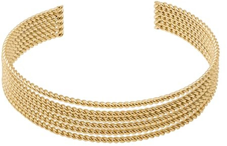 Heideman Armband Brutia Damen - Aus hochwertigem Edelstahl gold farbend poliert - Armspange für Frauen im mehrsträngiges Flechtdesign mehrreihiger Armreif