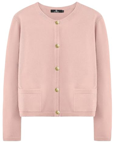 LILLUSORY Maglioni Cardigan da donna 2025 Autunno Oufits Vestiti Moda Trendy Top a maniche lunghe Giacche in Maglia Casual, Corallo chiaro, XS