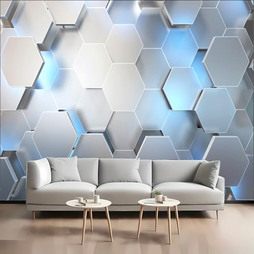 LUPAXA Wandtapete Mit Sechseckiger Wabe 366x254cm 3D-Seidentapete, Dreidimensionales Geometrisches Wandbild, Schlafzimmer, Wohnzimmer, Klassenzimmer, Büro, Nicht Selbstklebend