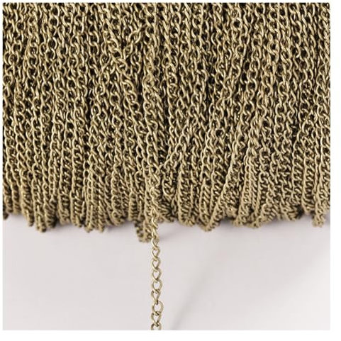 Rockreyoa Kabel Gliederkette DIY Chain Kettenband Schmuckkette Kette Meterware Gliederkette Verdrehte Ketten Panzerketten für Halsketten, Armbänder, Schmuck Zubehör Antike Bronze 2.5mm*6m