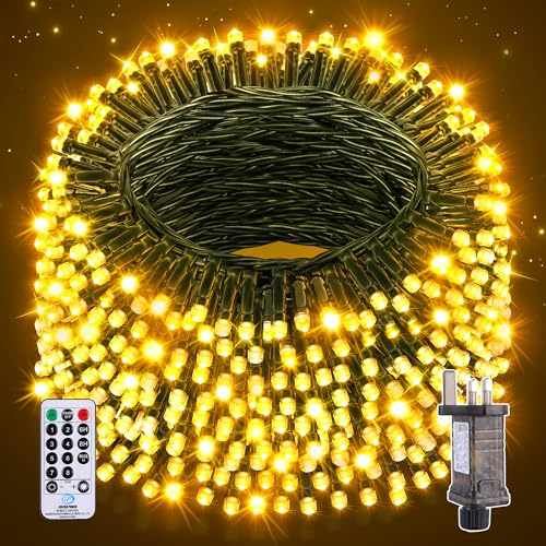 Nextronix Fairy Lights Indoor Outdoor, 60m 600 LED String Lights Plug-in with 8 Modes/Timer/Remote, IP44 Waterproof Christmas Tree Lights for Garden/Outside/Window/Bedroom Party Halloween Decorations