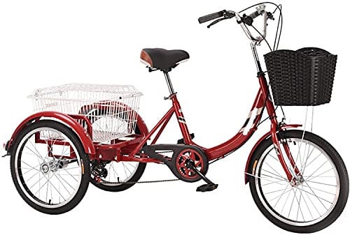 3 Rad Cargo Fahrrad mit Korb, 3-Rad-Cruiser-Trike-Fahrräder, Dreirad for Erwachsene, 6-Gang-Dreirad for Erwachsene, verstellbares Dreirad-Pedalfahrrad for Senioren, Fitness, Strand mit