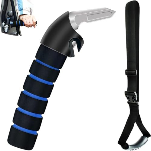Car Door Handle Assist for Disabled, Blue Mobility Aid Grab Handle, Auto Cane for Seniors, Car Assistance for Easy Entry & Exit, Car Grab for Elderly with 3.8cm Wide Strap