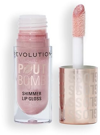 Revolution, Pout Bomb Shimmer Gloss, Hochglanz-Lipgloss mit Hyaluronsäure & Vanilleduft, Shine Pink