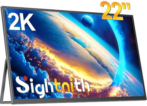 22 2.5K Portable Monitor, 100% sRGB 2560 x 1440 Portable Screen, HDR Portable Gaming Monitor, Ultra-Narrow Bezel Design, Kickstand & Compatible with VESA, Portable Monitor for Laptop/PC/Xbox