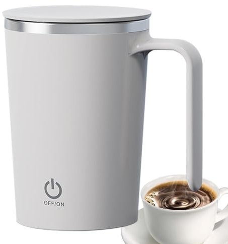 XLDZ 400ml Rechargeable Magnetic Auto-Stirring Cup with Lid - Stainless Steel Liner Electric Mug for Coffee, Milk, Cocoa, Chocolate(Black)