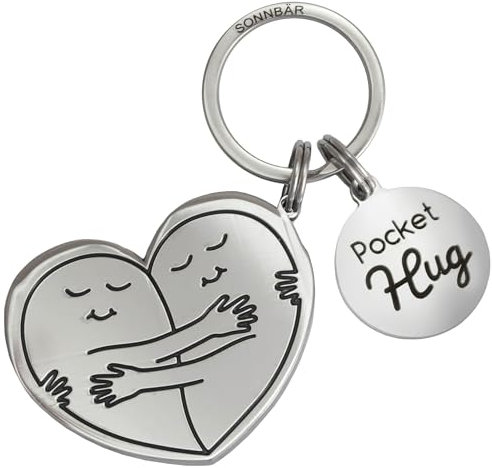 SONNBÄR Taschenumarmung Schlüsselanhänger aus Edelstahl I Geschenk Fernbeziehung für ihn Pocket Hug Long distance Umarmung Anhänger Bestie Boyfriend Gift