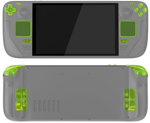 eXtremeRate Botones Transparentes para Steam Deck OLED ABXY D-Pad Trackpad Botones Frontales Bumpers y Gatillos con Herramienta para Steam Deck OLED-Consola NO incluida(Verde Lima)