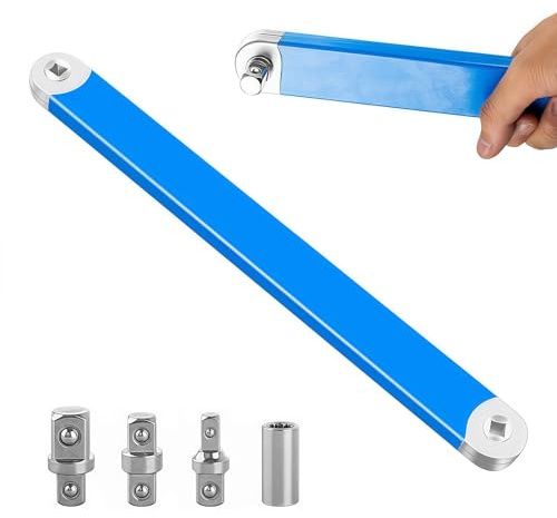 RISAKOGO Gekröpfter Verlängerungsschlüssel, Offset-Verlängerungsschlüssel mit 1/2, 1/4 und 3/8 Antriebsadapter, Offset-extension Wrench, ratsche verlängerung für Mechaniker Garagenhandwerker