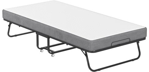 FIVMEN Gästebett Klappbar 200x90 cm Bett Feldbett Klappbett mit 13cm Dicker Schwamm Matratze Tragbar Bettgestell Reisebett mit 4 Laufrollen, bis 200 kg Belastbar