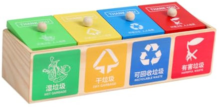 Toddmomy Juguete de Basura Cubo de Basura de Juguete Bambú