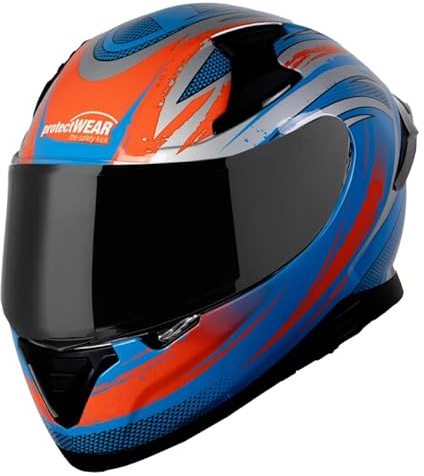 Protectwear Motorradhelm 927-BO blau/orange Integralhelm Fullface-Helm (XL (61-62 cm))
