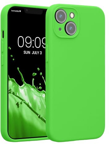 kwmobile Case Compatible with Apple iPhone 14 Case - Slim TPU Silicone Phone Cover - Soft Touch Finish - Lime Green