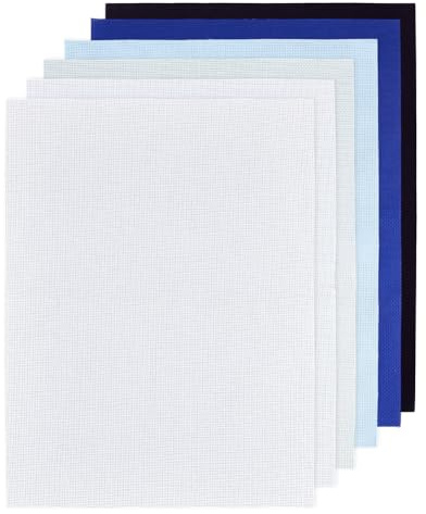 PH PandaHall 6 Colori Tela Aida per Punto Croce Tela Punto Croce da Ricamare, 40x30cm Panno da Ricamo in Puro Cotone Tessuto da Ricamo per Cucito Artigianato Fai Da Te