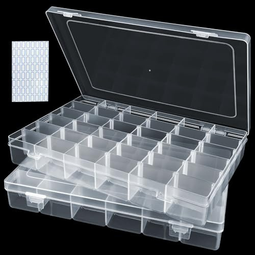 ADNEWX Sortierbox - 36 Fächer Sortierboxen für Kleinteile 2 Stk | Einstellbar Plastik Aufbewahrungsbox mit Etikett für Ohrringen Saatgut Perlen Schrauben Mini Waren