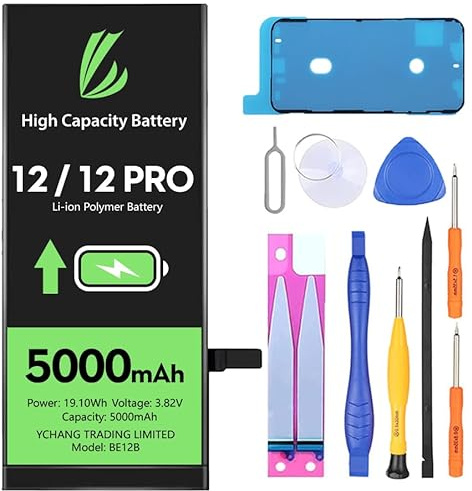 LL TRADER Battery for iPhone 12/12 Pro, 5000mAh Lithium-Ion Battery High Capacity with All Repair Tools 02