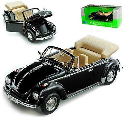 Generisch Volkwagen Käfer Cabrio Schwarz 1/24 Welly Modell Auto