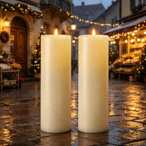 Ketom D10 x H30 CM Candele LED Fiamma Oscillante Grandi, con Telecomando | 2 Pezzi Candela LED, Timer, Impermeabile Candele a Batteria con Fiamma Finta, Decorazioni Natalizie Esterni, Senza Batterie