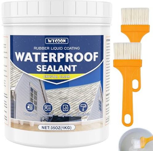 WYCOON Invisible Waterproof Sealant 1KG, Transparent Liquid Sealant for Leak Repair, Waterproof Adhesive Coating for Indoor & Outdoor Use, Roof, Bathroom, Shower