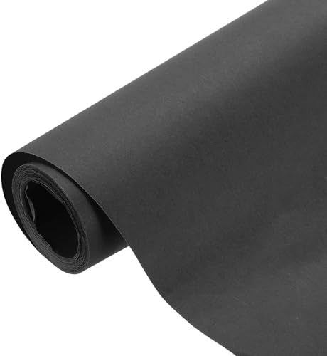 QUARKZMAN Kraft Geschenkpapier 196'' x 15'' Dekoratives Papier Kraft Bastelpapier Für Geschenkverpackung Blumenstrauß Pinnwand Kunst Malerei Bastelverpackung Versand Schwarz