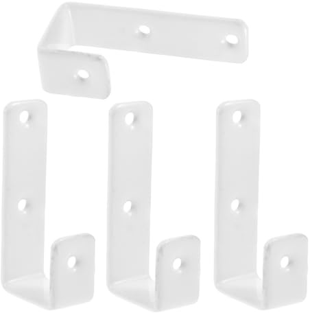 KONTONTY 4pcs 25mm J-Shaped Bunk Bed Ladder Hooks with White Plastic Coating, Metal Loft Ladder Brackets for Rv, Camper, Wall Mount Storage and Organization Accessories