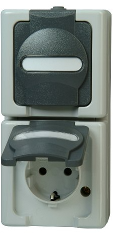 Kopp 131456008 Blue Electric Schutzkontakt-Steckdose, 2-Fach mit Deckel
