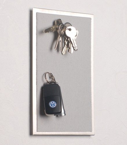 FLUX-objects Magnet-Schlüssel-Halter aus Edelstahl, mit Filz in hell-grau; in 25 x 15 cm
